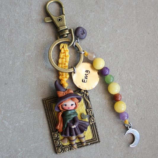 streghetta | charm da borsa 2-in-1, tag con nome