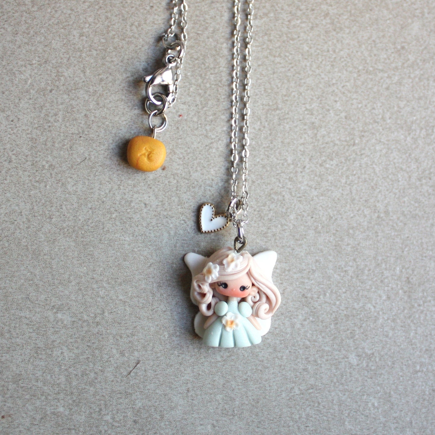 collana acciaio inox con fatina in fimo