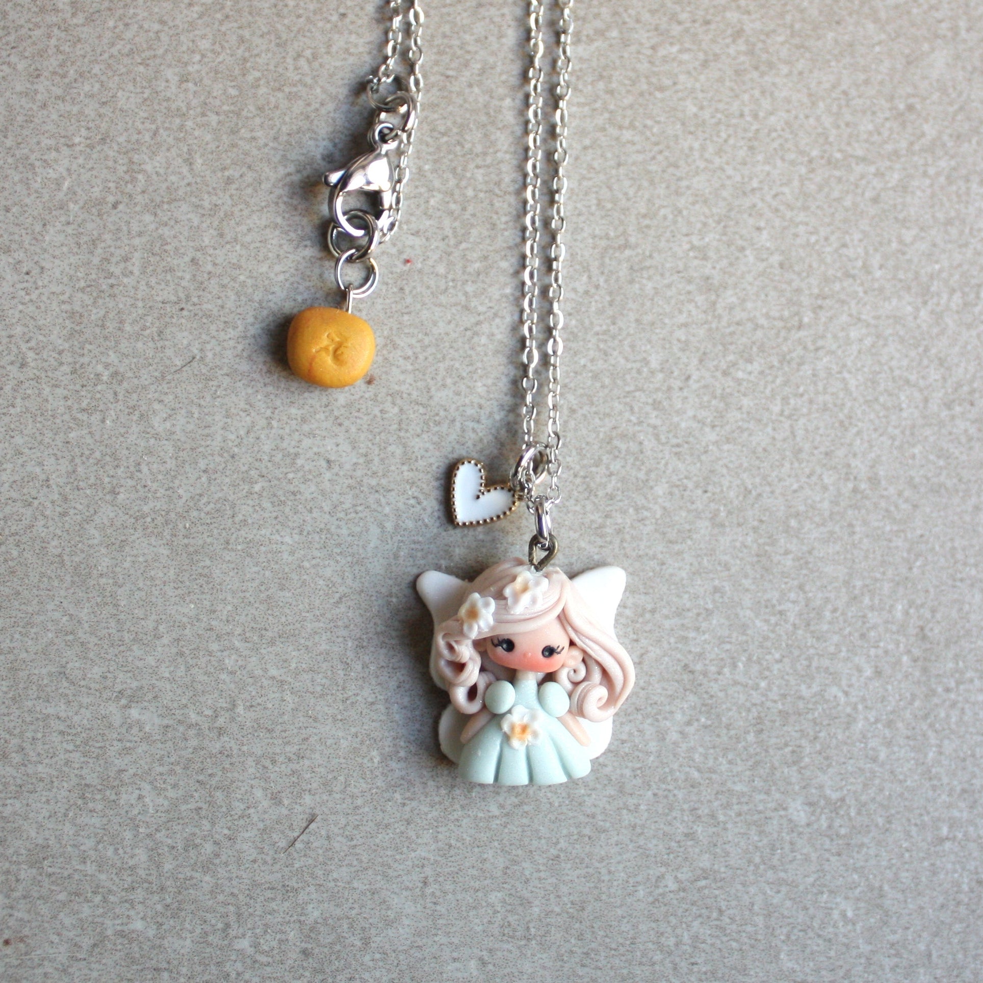 collana acciaio inox con fatina in fimo