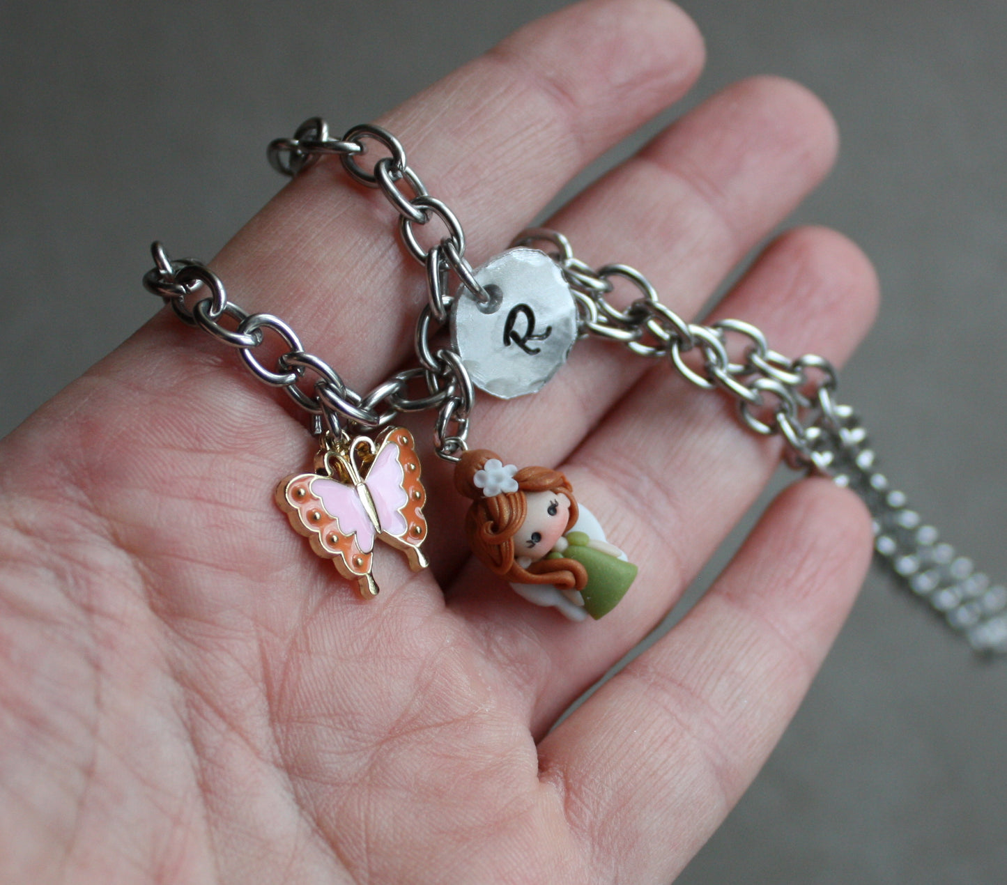 Double-strand stainless steel necklace with fairy II