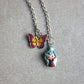 Stainless Steel Necklace with Mini Fairy and Enamel Butterfly