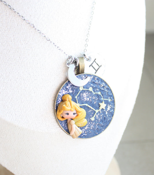 Collana Zodiacale Gemelli – Fatina Costellazione e Simbolo Inciso