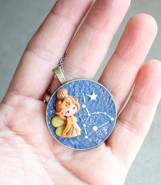 Collana Zodiacale Leone – Fatina Costellazione e Simbolo Inciso