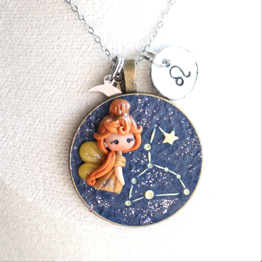 Collana Zodiacale Leone – Fatina Costellazione e Simbolo Inciso