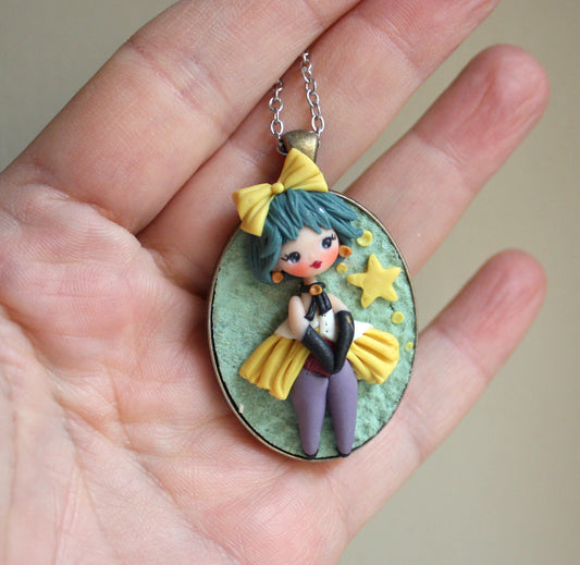 Collana in acciaio inox con piccola Magica Emy in fimo – ispirata ai cartoons anni ’80