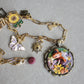 Gold Stainless Steel Multicharm Necklace with Fairy Cameo and Enamel Charms
