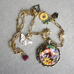Gold Stainless Steel Multicharm Necklace with Fairy Cameo and Enamel Charms