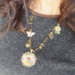 Gold Stainless Steel Multicharm Necklace with Fairy Cameo and Enamel Charms