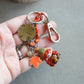 Gnome keychain – Macramé, gemstones and hand-stamped brass tag