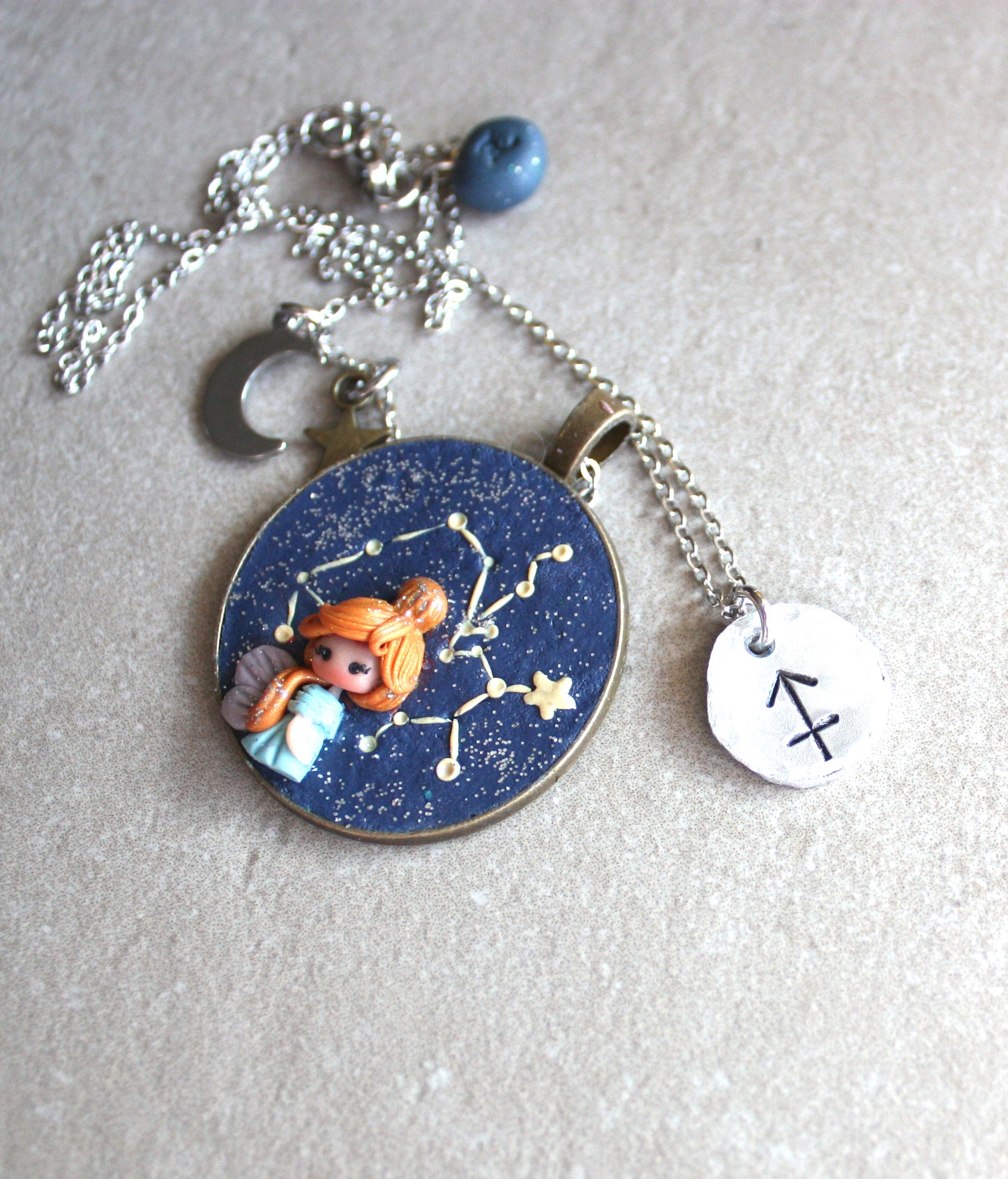 Collana Zodiacale Sagittario – Fatina Costellazione e Simbolo Inciso