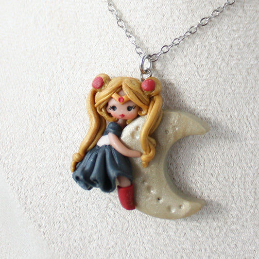 sailor moon fimo collana luna