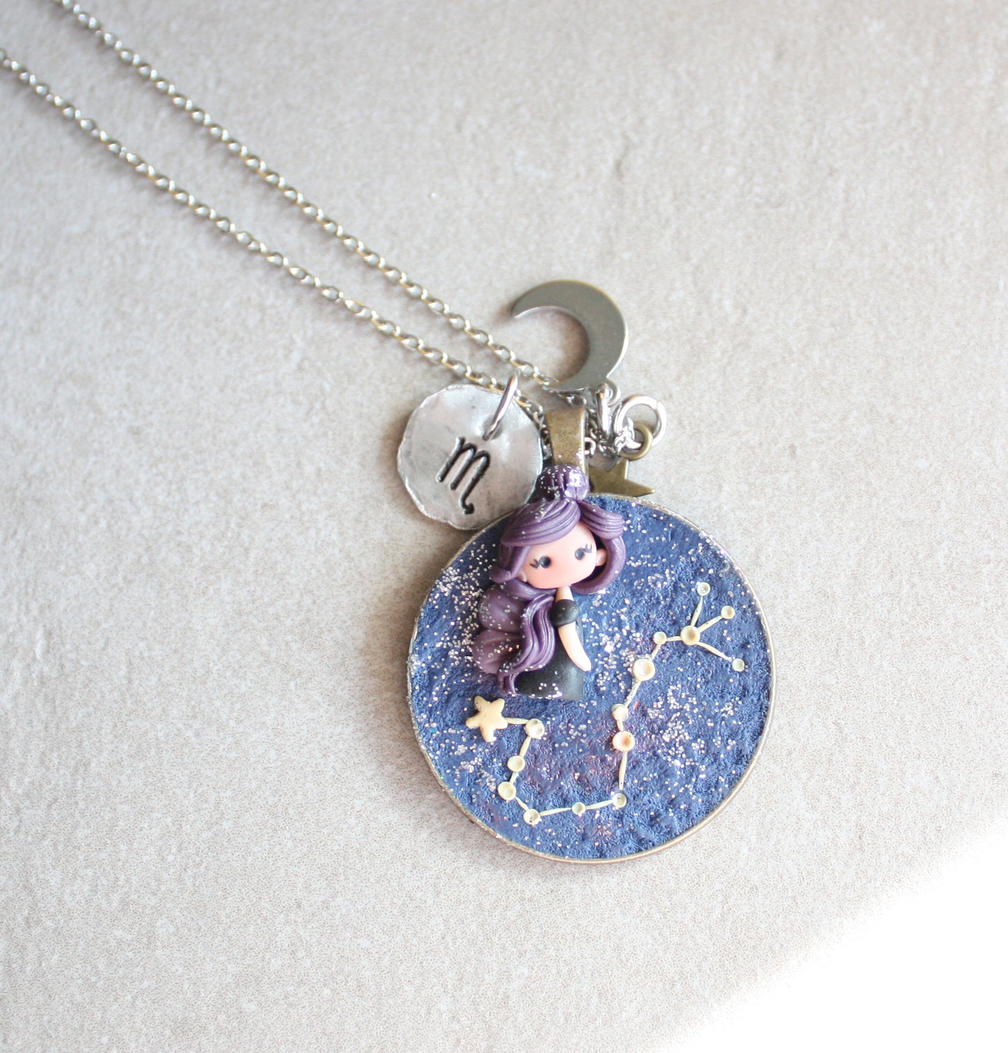 Collana Zodiacale Scorpione – Fatina Costellazione e Simbolo Inciso