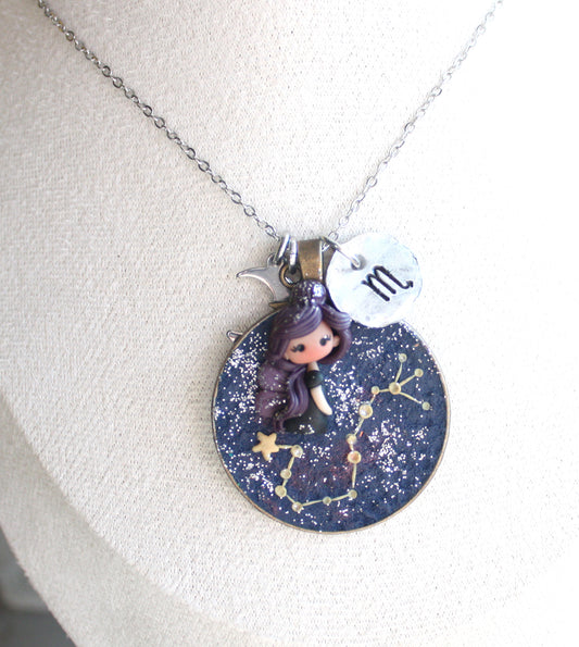 Collana Zodiacale Scorpione – Fatina Costellazione e Simbolo Inciso