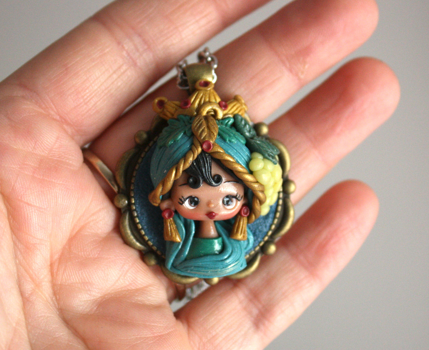 Handmade Moor's Head Pendant in Polymer Clay

