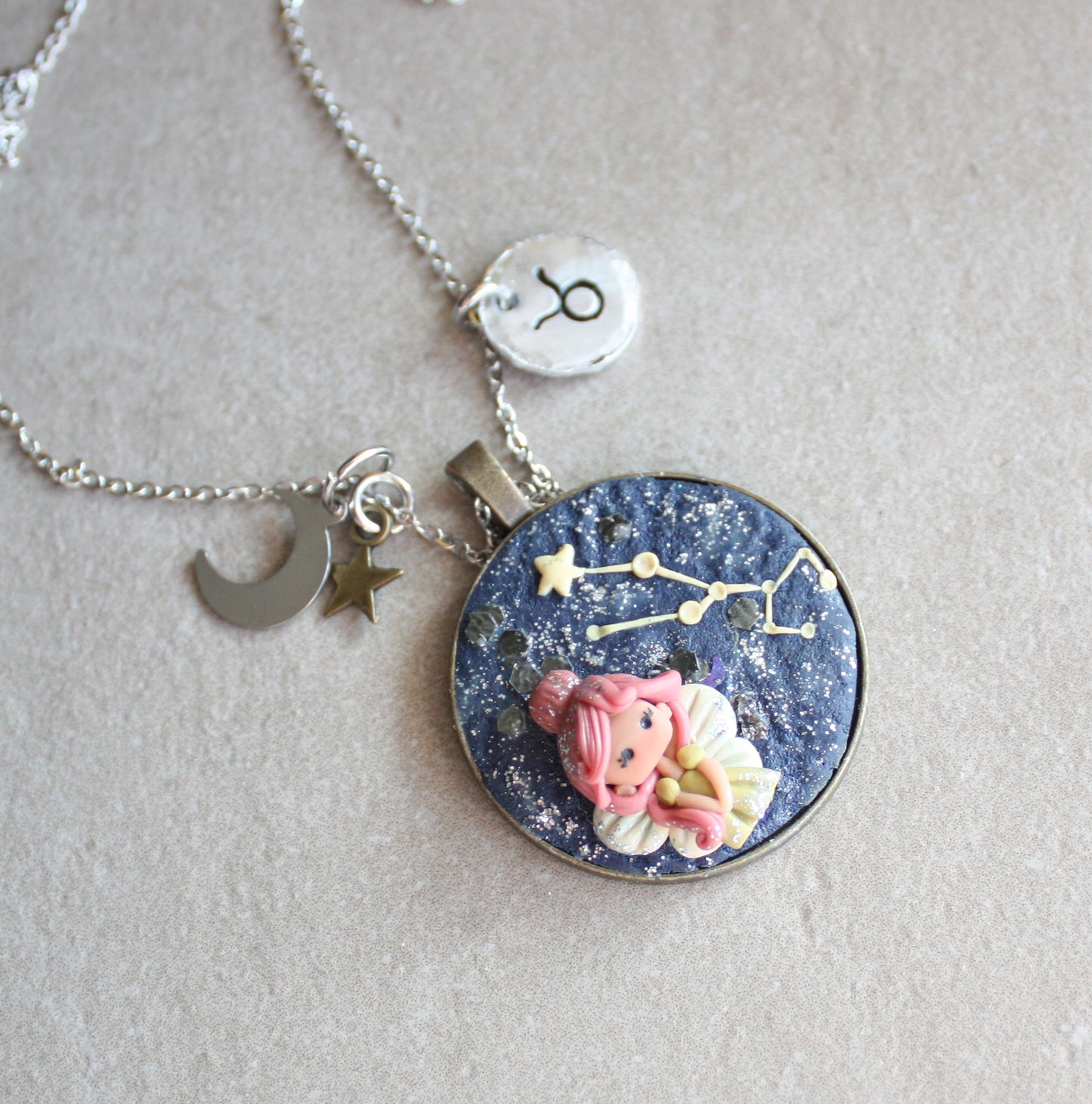 Collana Zodiacale Toro – Fatina Costellazione e Simbolo Inciso