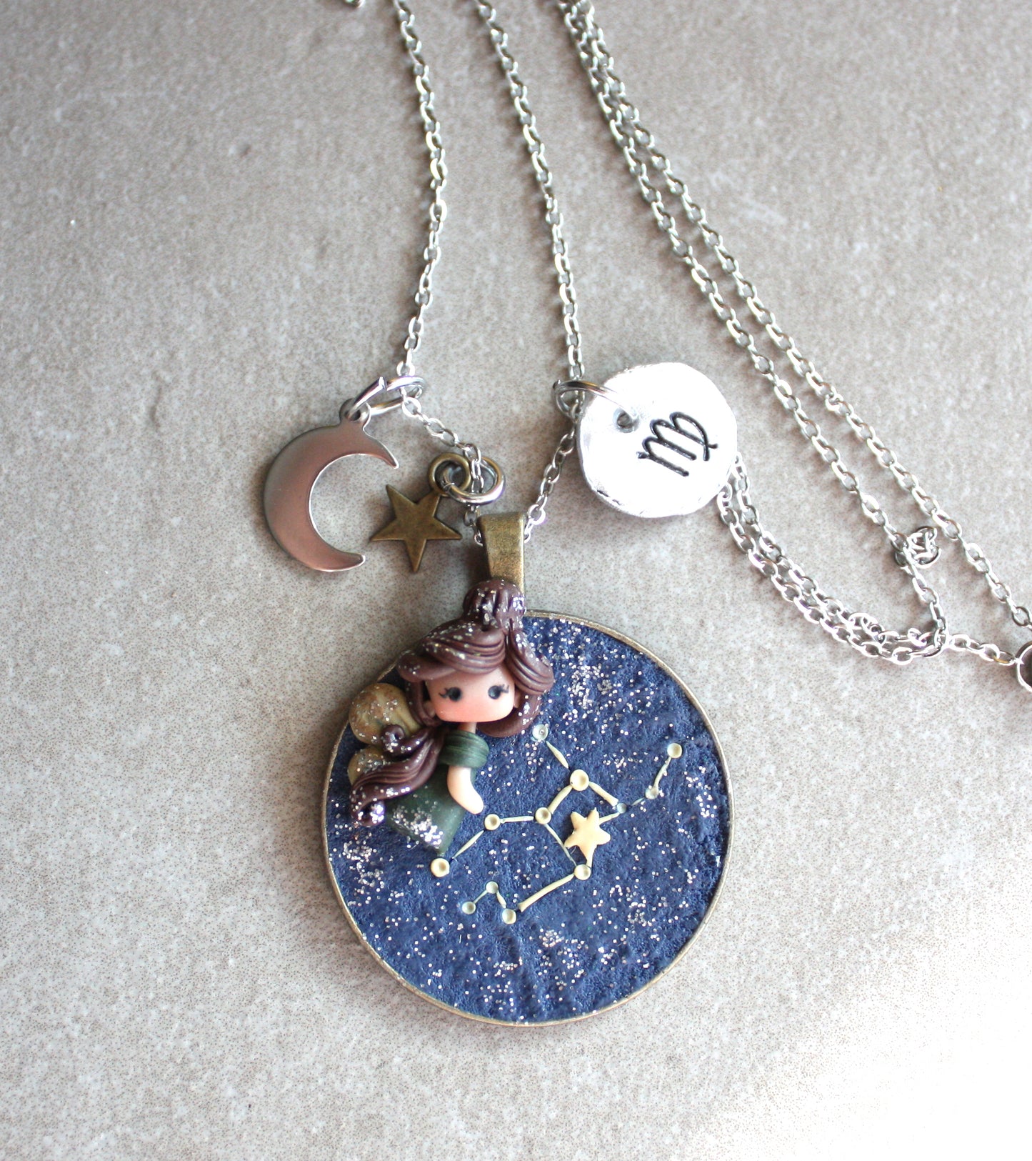 Collana Zodiacale Vergine – Fatina Costellazione e Simbolo Inciso
