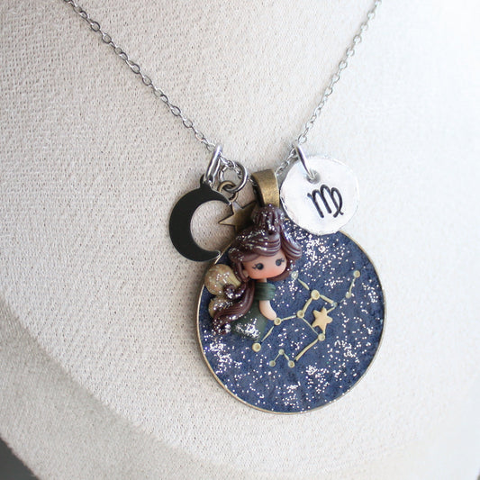 Collana Zodiacale Vergine – Fatina Costellazione e Simbolo Inciso