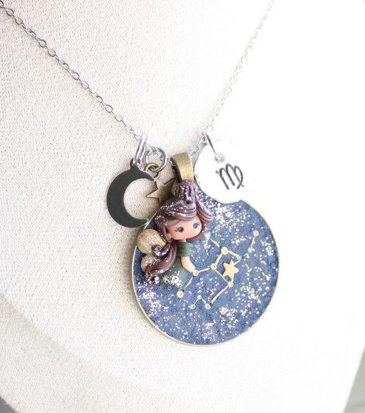 Collana Zodiacale Vergine – Fatina Costellazione e Simbolo Inciso